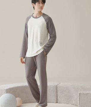 Heren Pyjama Set 100% Katoen Lange Mouw - Comfortabel Vier Seizoenen Thuispak voor Plus Size & Tieners