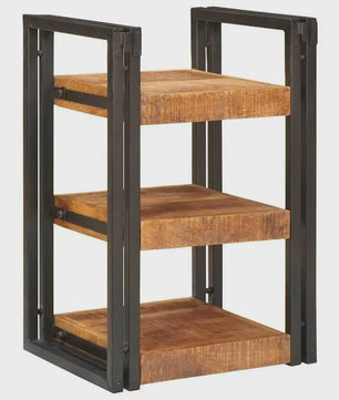Nachtkastje Massief Mangohout & Metaal - 38x33x58 cm - Bruin/Zwart