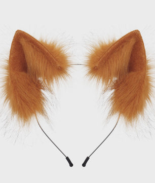 Handgemaakte Pluizige Dierenoren Hoofdband - Kat & Vos Oortjes voor Cosplay & Feest