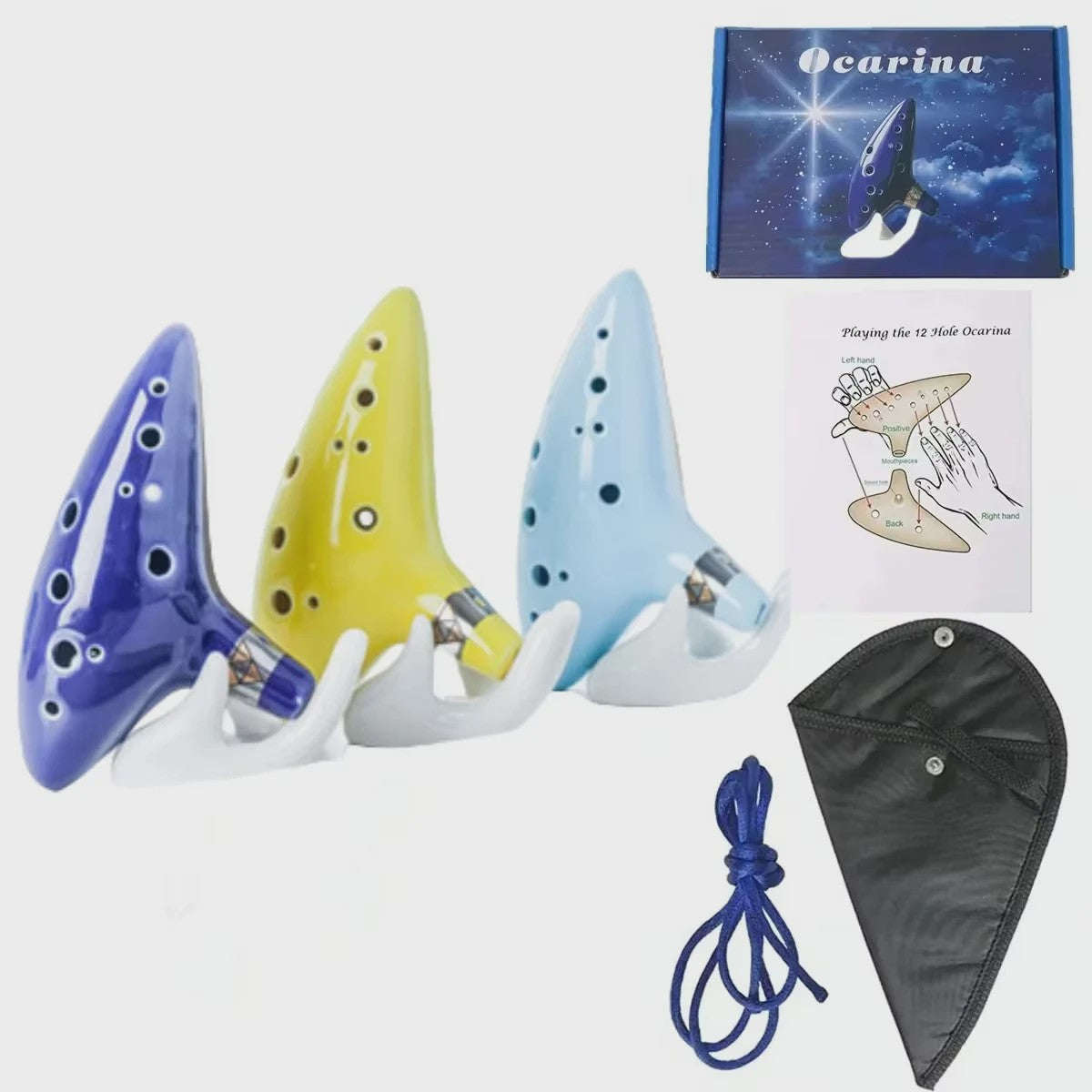 Professionele Keramische Ocarina in Alto C - 12 Tonen, Draagbaar Muziekinstrument met Accessoires