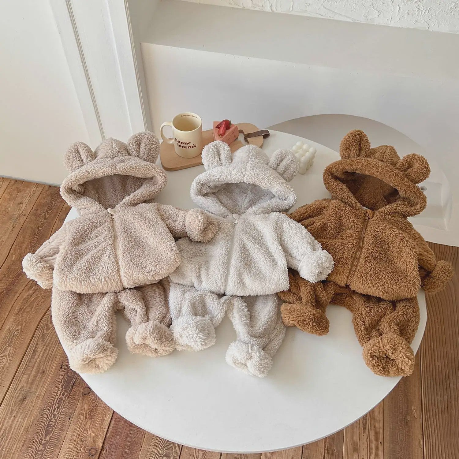 Schattige Babykleding Set: Warm Winterpak met Rits en Lange Broek - Zacht & Comfortabel