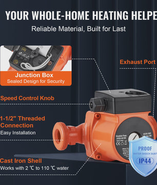 Circulatiepomp Warm Water 220V - 3 Snelheden, Stil & Krachtig voor CV-systemen
