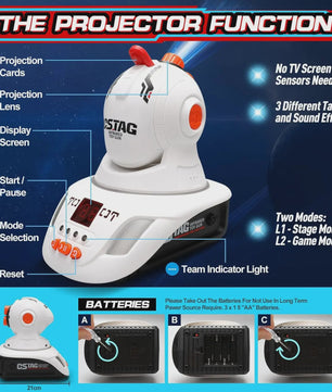 CSTAG Laser Tag Projector Spel: Interactieve Jacht op UFO's, Eenden & Dino's