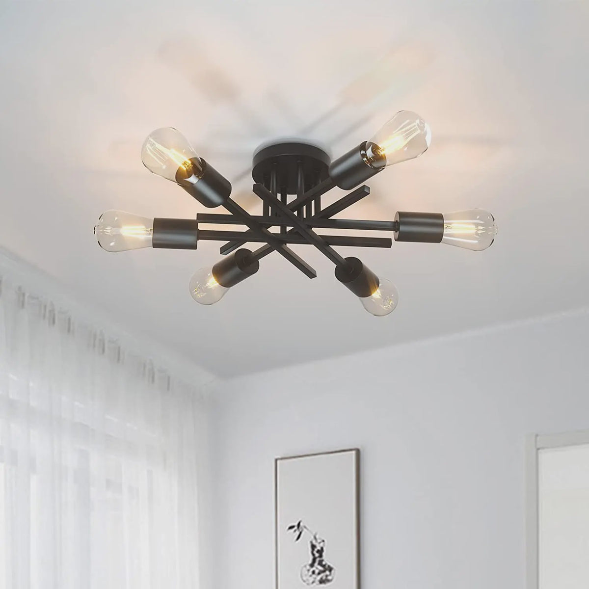 Moderne Sputnik Plafondlamp Chandelier Zwart - Stijlvol Dichtbij Plafond