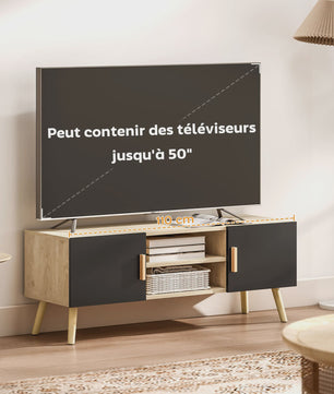 HOMCOM Furniture TV Furniture TV drink TV bench up to 50 inch with shelves, 2 closets and cable passes for living room, bedroom, 110x42 cm, oak and black