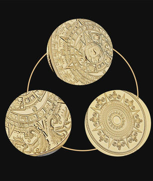 Gouden Azteken Zonnekalender Munt Mexico - Vintage Souvenir Collectible