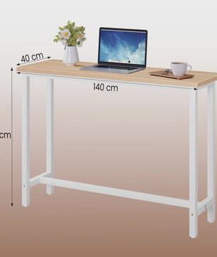 WOLTU Bartafel Keukentafel met Voetensteun - 140x40x100 cm - Wit