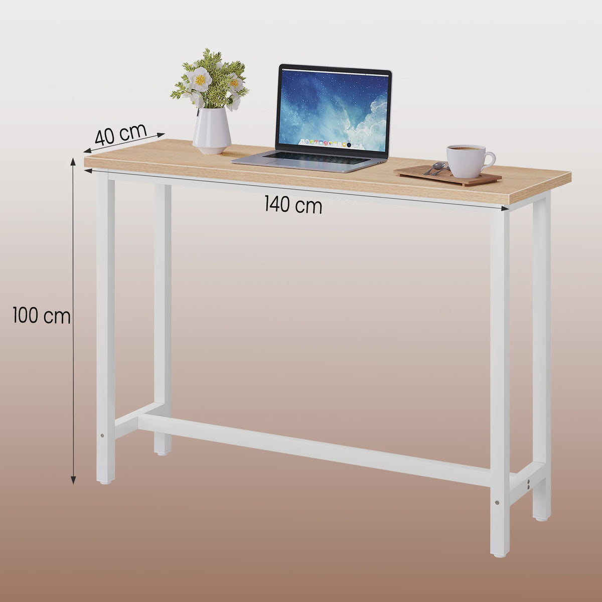 WOLTU Bartafel Keukentafel met Voetensteun - 140x40x100 cm - Wit