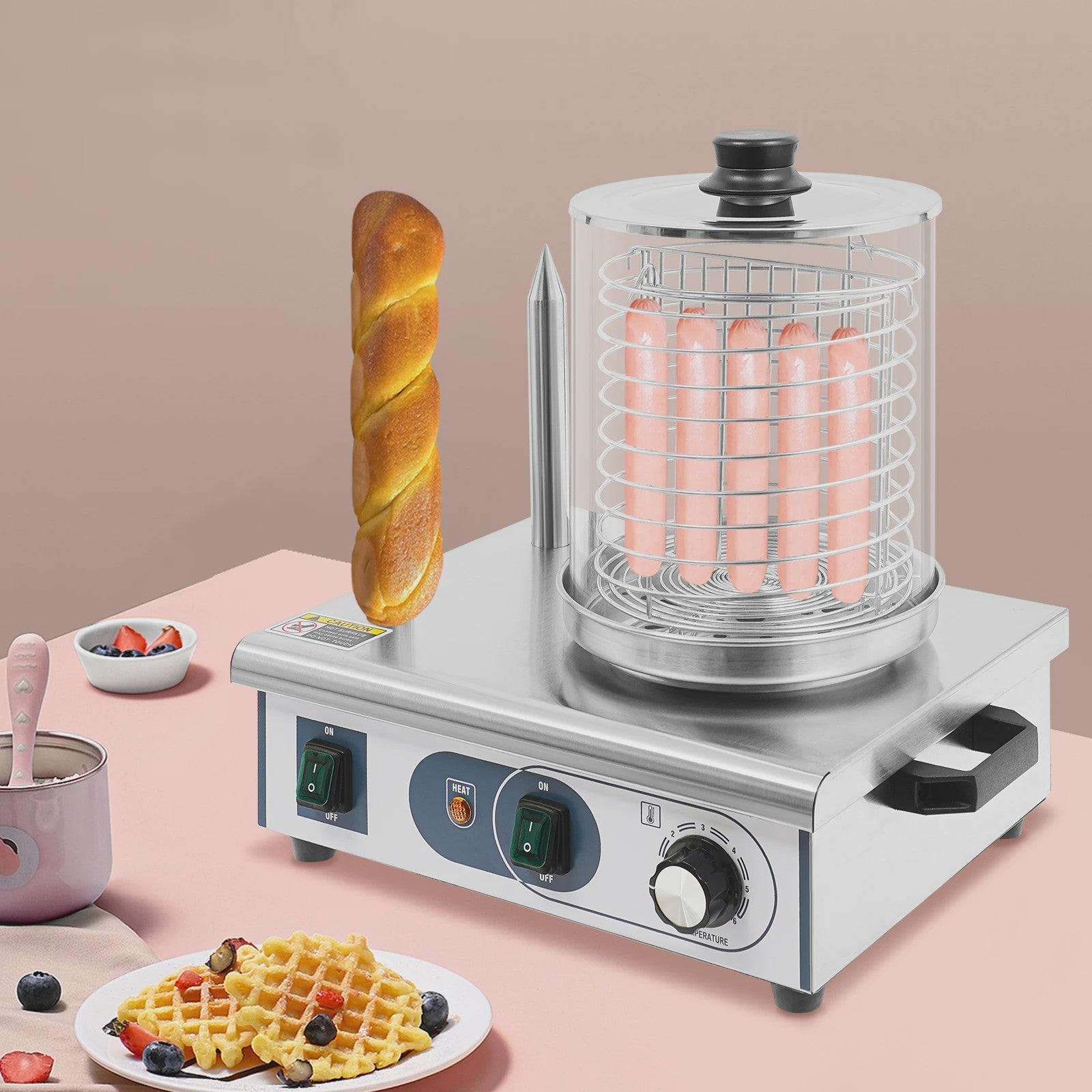 Professionele Hotdog Grill & Warmer - 550W Elektrische Worstmachine