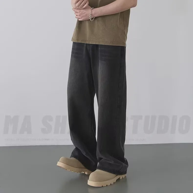 Herfst/Lente Heren Jeans - Loose Fit, Wide Leg, Vintage Washed Denim