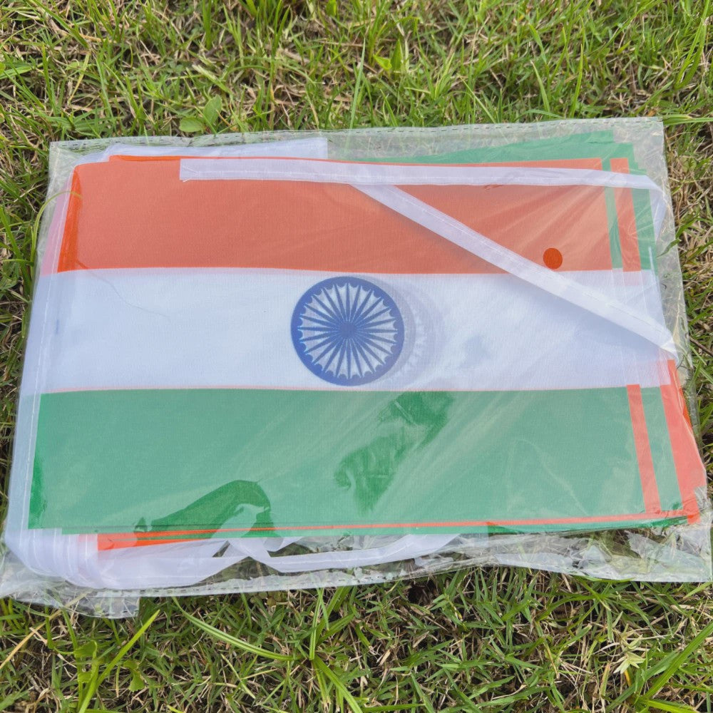 Vlaggenlijn India - 20 Stuks Vlaggetjes 14x21cm - Feestelijke Decoratie
