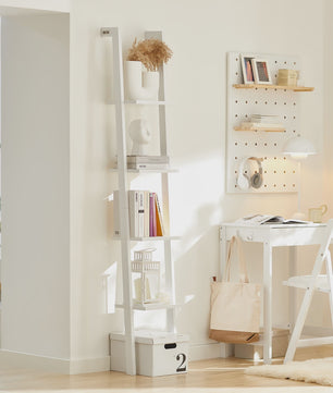 SoBuy FRG15-W Ladder Boekenkast Wit - 4 Planken, Vrijstaand, 33cm Breed