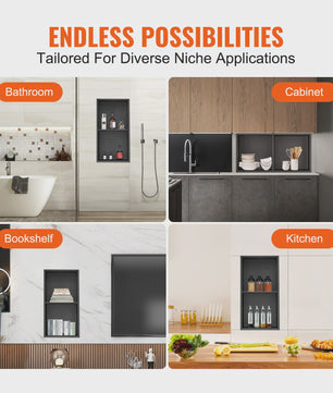 RVS Douche Niche met Dubbele Legplanken - Inbouw Wandnis voor Badkamer