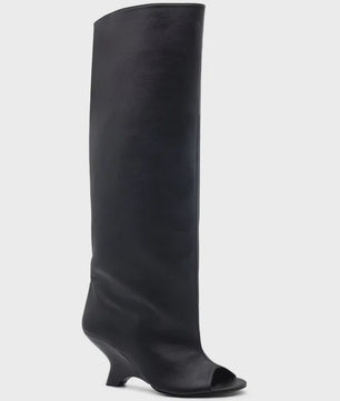 Zomer Peep Toe Laarzen met Hoge Blokhak - Elegante Lange Laarzen voor Dames