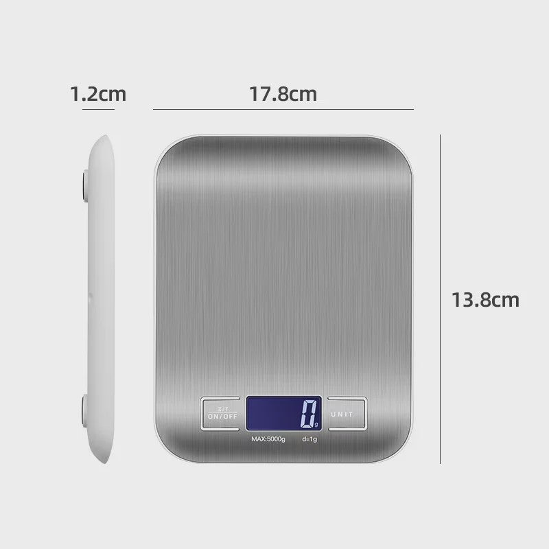 Digitale Keukenweegschaal 5kg/1g - Roestvrij Staal met LCD Display