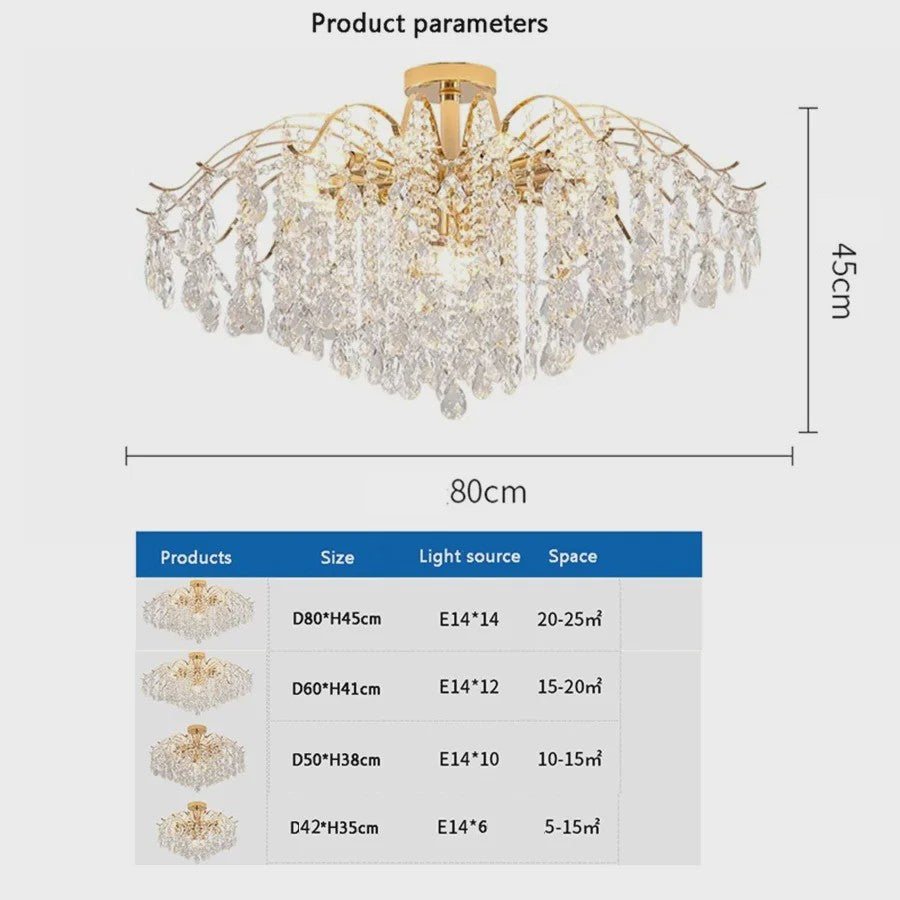 Luxe Kristallen Plafondlamp met LED - Sfeervolle Hanglamp voor Woonkamer