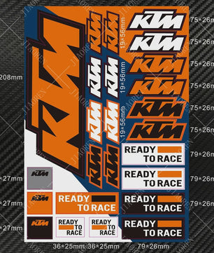 KTM "Ready To Race" Motor Stickers Set - Logo's & Decals voor Duke, RC390, Adventure