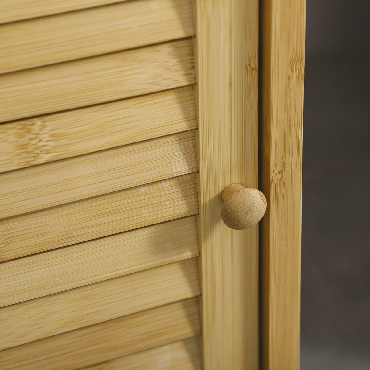 Bamboe Badkamermeubel met Kastje en Open Planken - 33x36.5x67 cm