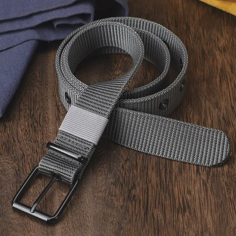 Stijlvolle Heren & Dames Canvas Riem met Pin Gesp - Duurzaam en Trendy voor Outdoor & Jeans