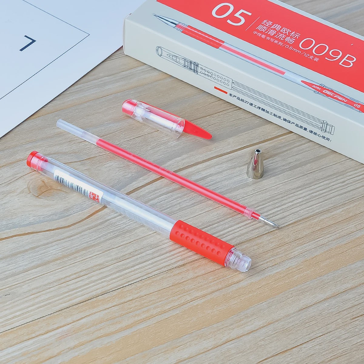 Set Gel Pen 0.5mm Rood - 4, 8 of 12 Stuks - Vloeiend Schrijven voor Kantoor en School