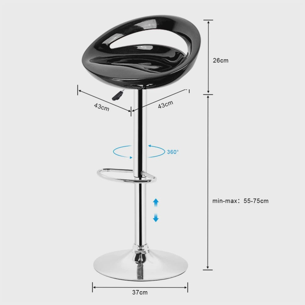 Set van 2 Barkrukken met Rugleuning - In Hoogte Verstelbaar - Modern Design