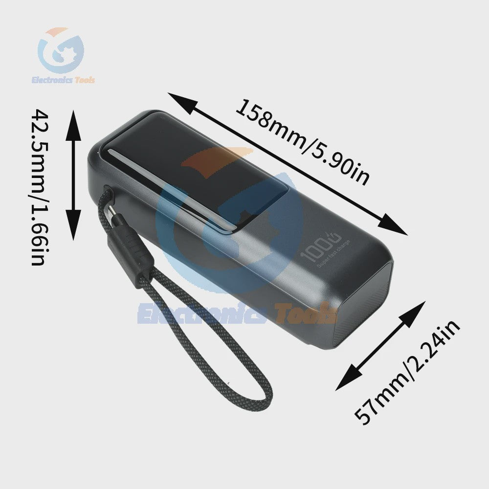 DIY Powerbank Kit: 100W PD Fast Charging Behuizing voor 4x 21700 Batterijen