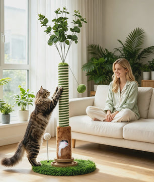 Luxe Kattenkrabpaal met Hangende Bal en Speeltoren - Natuurlijk Sisal Touw