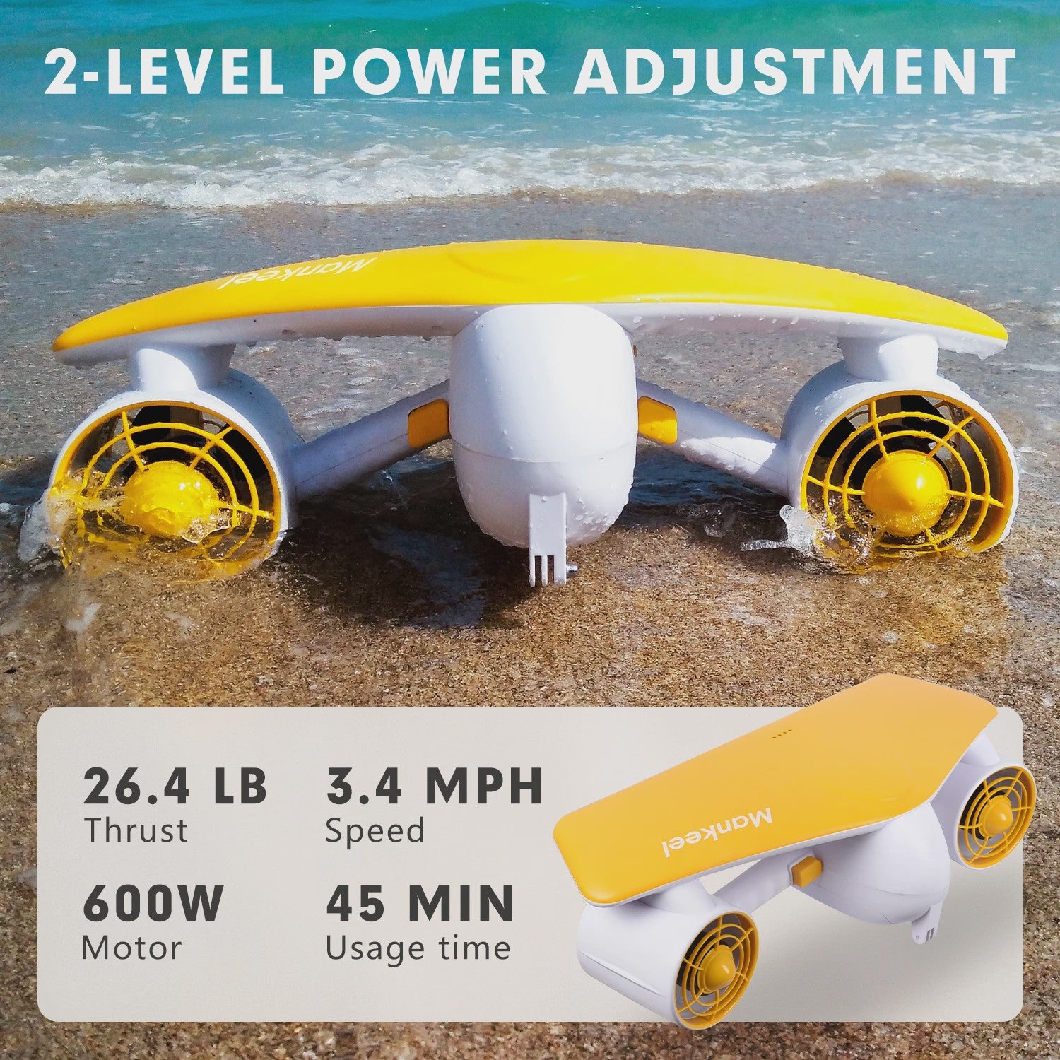 Elektrische Onderwater Scooter 600W - Krachtige Duikscooter met 2 snelheden & 45 min werktijd