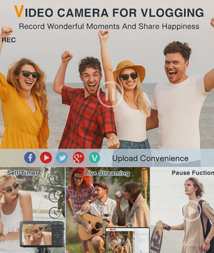 Ourlife Compacte Digitale Camera 5K 72MP met 16x Zoom - Ideaal voor Vlogs en YouTube