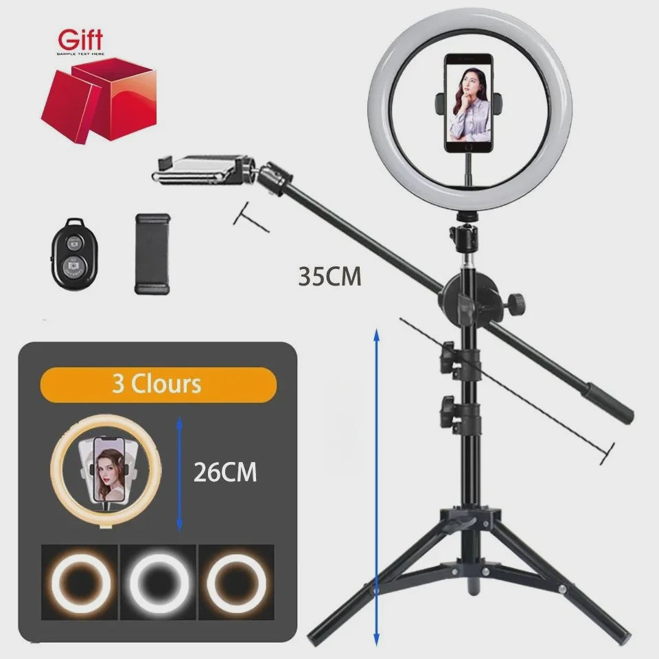 Professionele LED Ring Light Set met Statief & Telefoonhouder voor Foto/Video