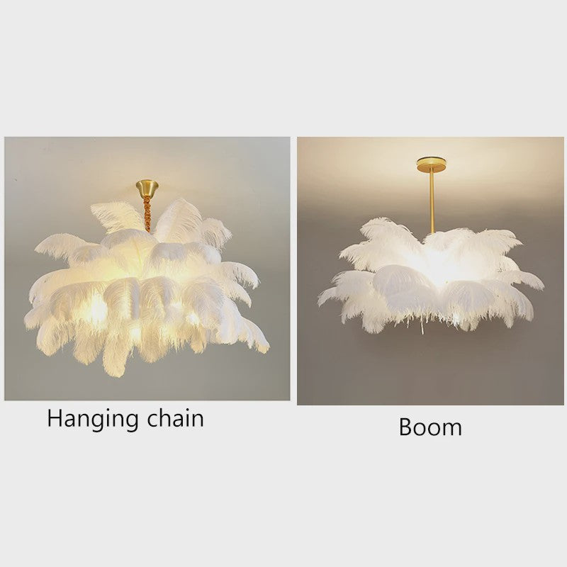 Luxe Struisvogelveer Hanglamp LED - Sfeervolle Verlichting voor Woonkamer & Slaapkamer