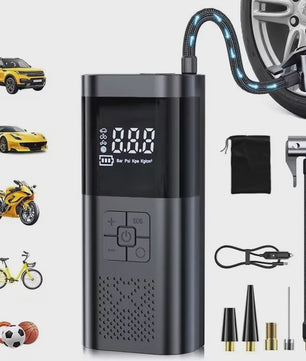 Draadloze Draagbare Bandenpomp met Drukmeter - Compacte Luchtcompressor voor Auto, Fiets & Meer