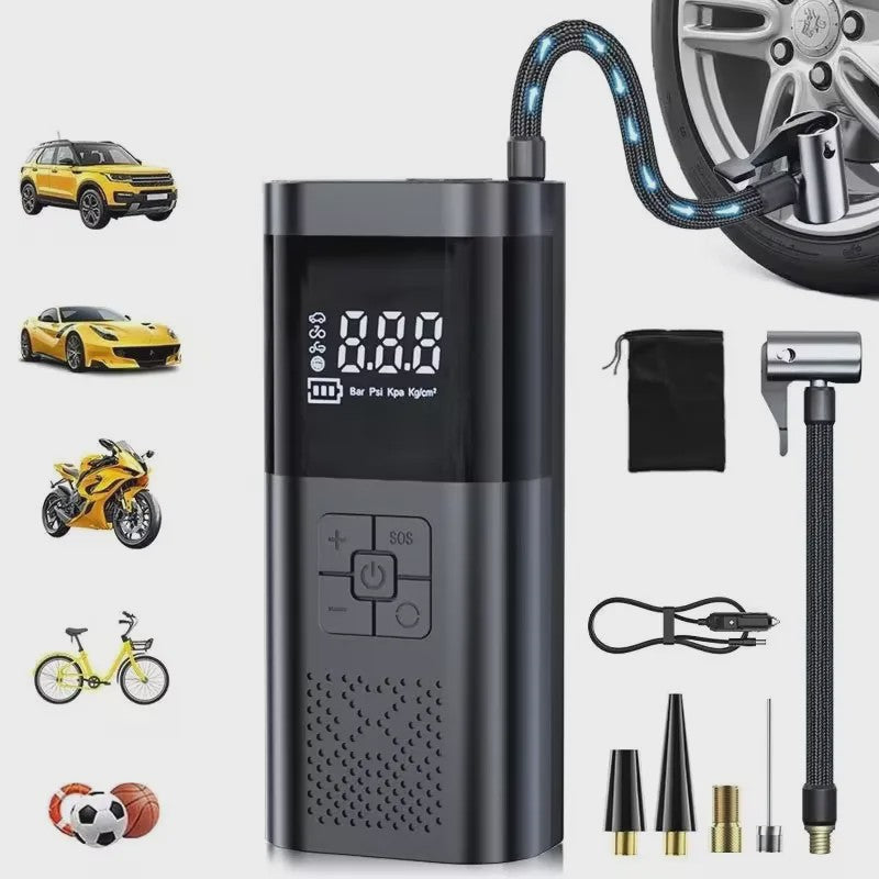 Draadloze Draagbare Bandenpomp met Drukmeter - Compacte Luchtcompressor voor Auto, Fiets & Meer