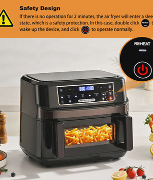 XXL Airfryer 12L met Dubbele Kamer, Touchscreen & 8 Programma's