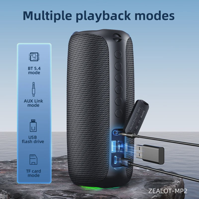Zealot MP2 Draagbare Karaoke Bluetooth Speaker met 2 Draadloze Microfoons - 10u Speeltijd, IPX5 Waterdicht