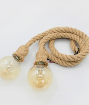 Industriële Vintage Houten Touw Hanglamp E27 - Sfeervolle Verlichting voor Loft, Woonkamer & Bar
