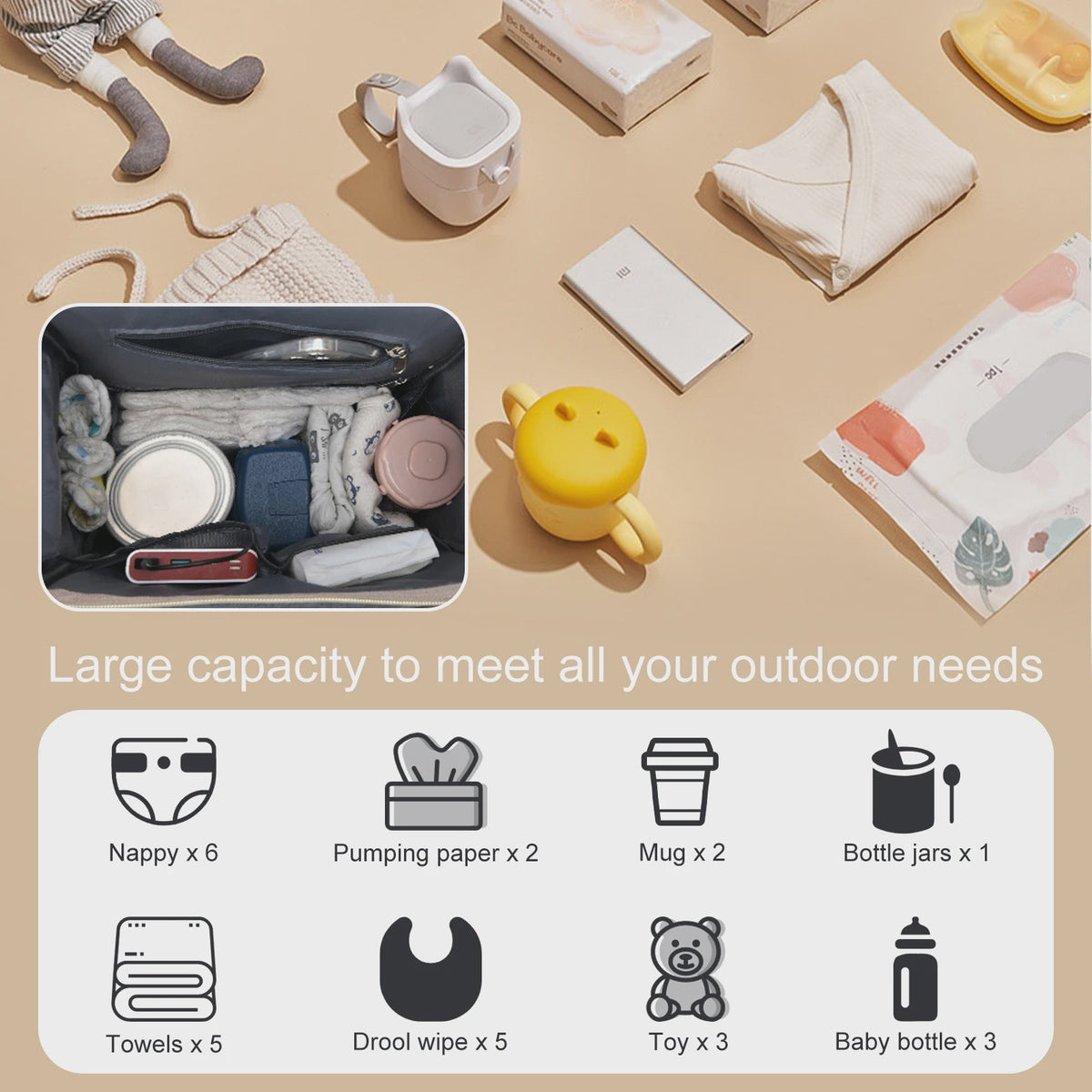 Multifunctionele Luiertas Rugzak met Babybedje - Grote Capaciteit & Waterdicht