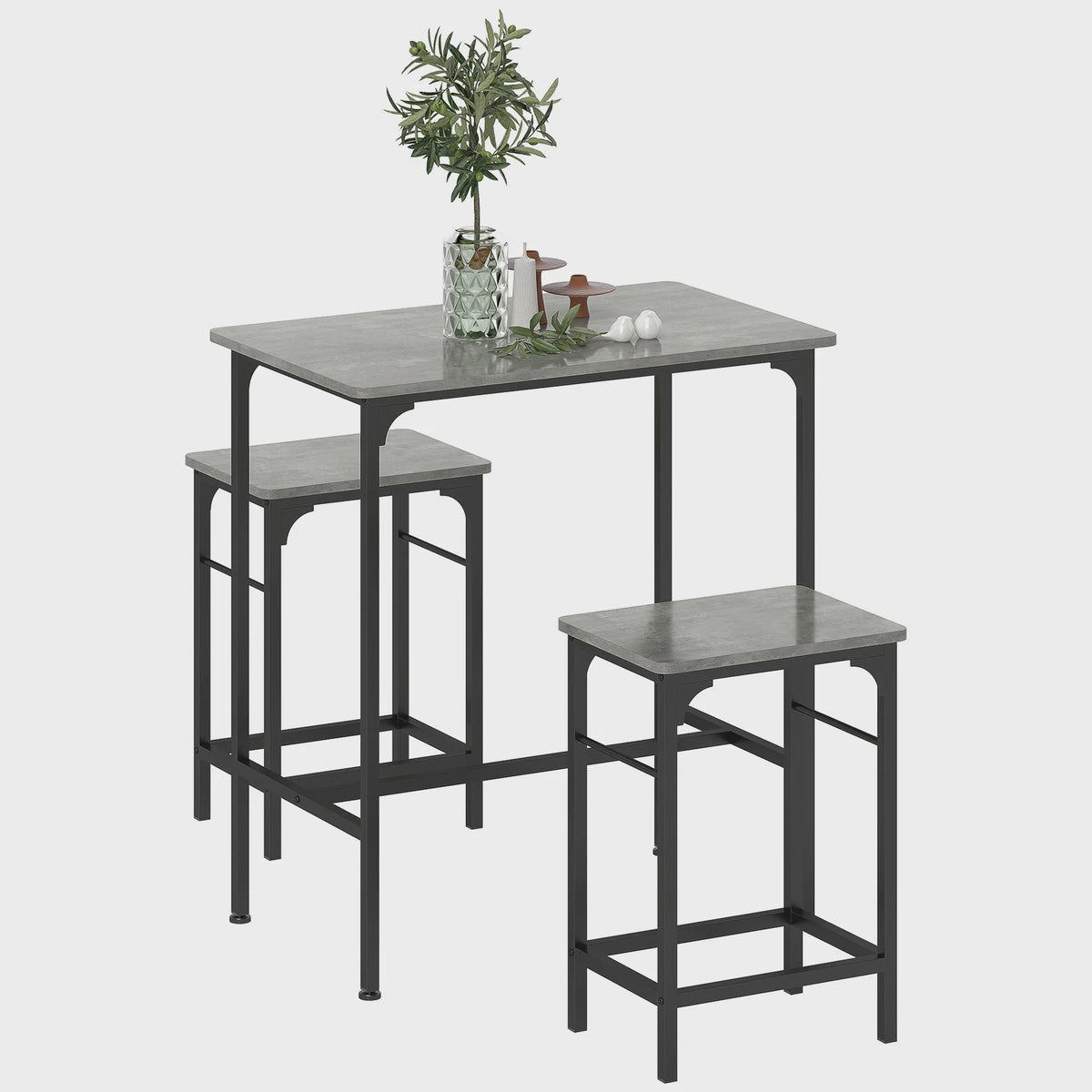 HOMCOM Bartafel Set met 2 Barkrukken - Keuken, Eetkamer, Woonkamer - Grijs