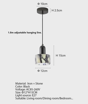 Luxe Marmeren Hanglamp - Verstelbare Snoer - Sfeervolle Verlichting voor Woonkamer & Slaapkamer