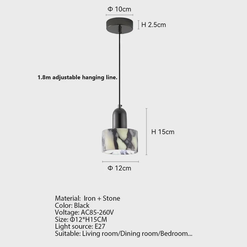 Luxe Marmeren Hanglamp - Verstelbare Snoer - Sfeervolle Verlichting voor Woonkamer & Slaapkamer
