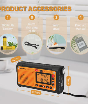 Noodweer Radio XHDATA D-608WB - Crank, NOAA Alert, Bluetooth & Powerbank