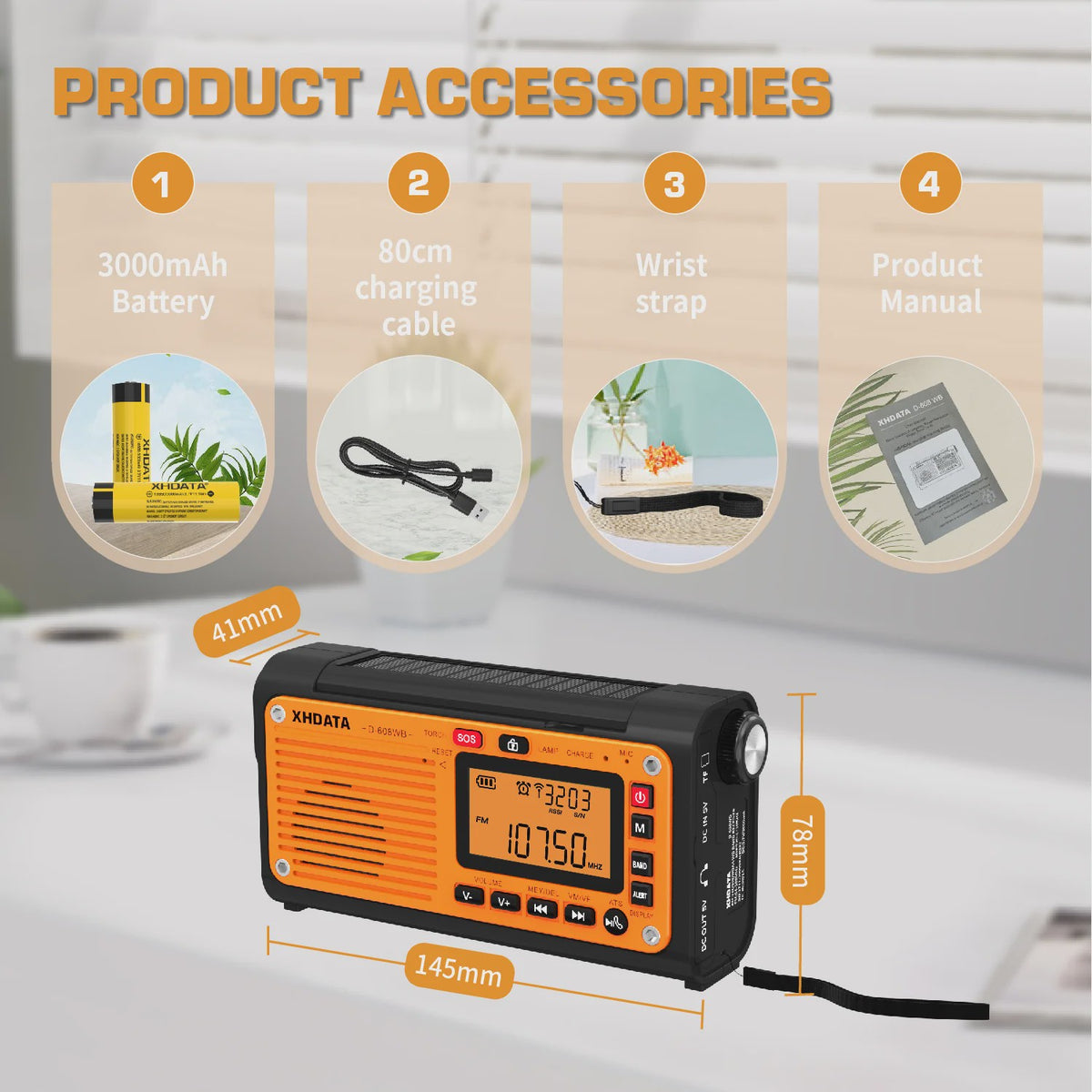 Noodweer Radio XHDATA D-608WB - Crank, NOAA Alert, Bluetooth & Powerbank