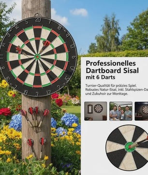 Professioneel Sisal Dartbord met 6 Darts - Toernooi Kwaliteit voor Huis, Bar & Recreatie