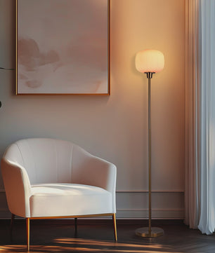Moderne Staande Lamp met Bolvormige Glazen Kap - Sfeervolle Decoratie voor Elke Ruimte