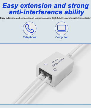 2x DSL ADSL Filter Splitter RJ11 Telefoon Modem Adapter