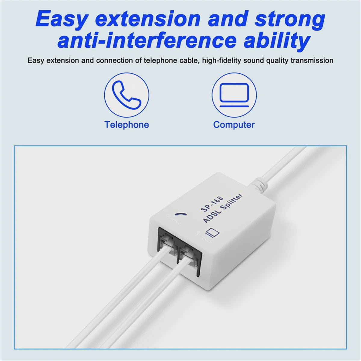 2x DSL ADSL Filter Splitter RJ11 Telefoon Modem Adapter
