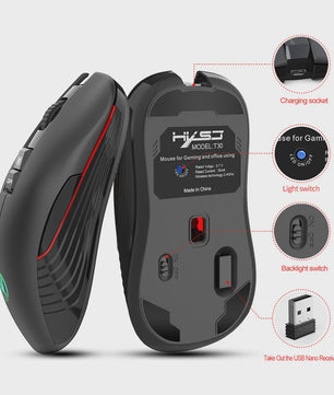 Draadloze Oplaadbare Muis 2.4G USB-C, 3600DPI, 7 Knoppen, Mute, voor PC & Macbook