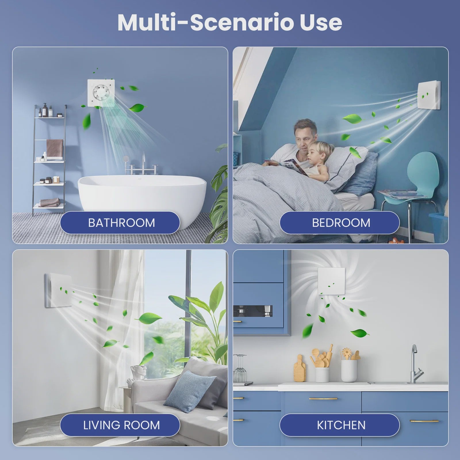 Bathroom Kitchen Extractor Fan Remote Control Multifunction Max 5.7W 3 Speeds DC Motor Check Valve Timer 100mm