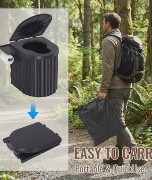Draagbaar Camping Toilet met Deksel & Toiletrolhouder - Noodtoilet voor Reizen, Kamperen, Auto, Kind & Volwassene