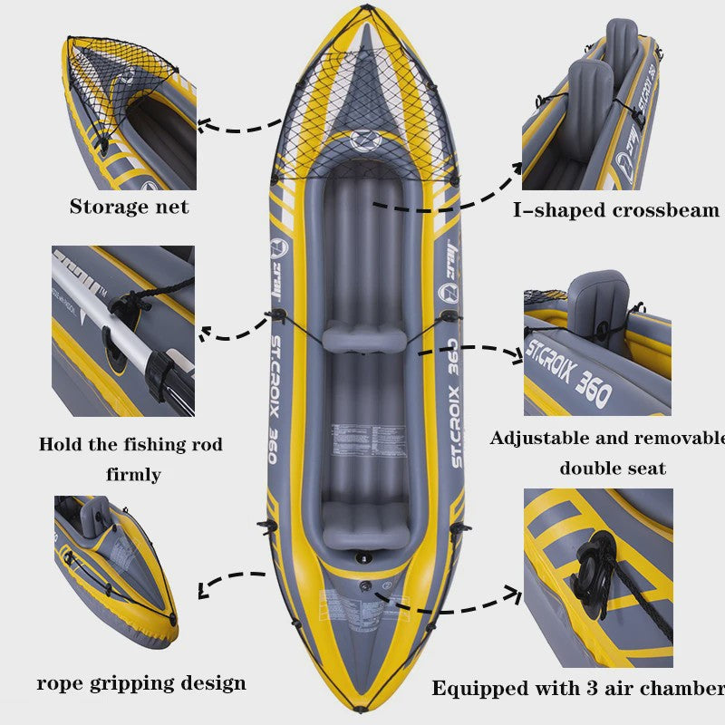Opblaasbare Kajak voor 2 Personen - Robuust PVC, 350cm met Aluminium Peddels